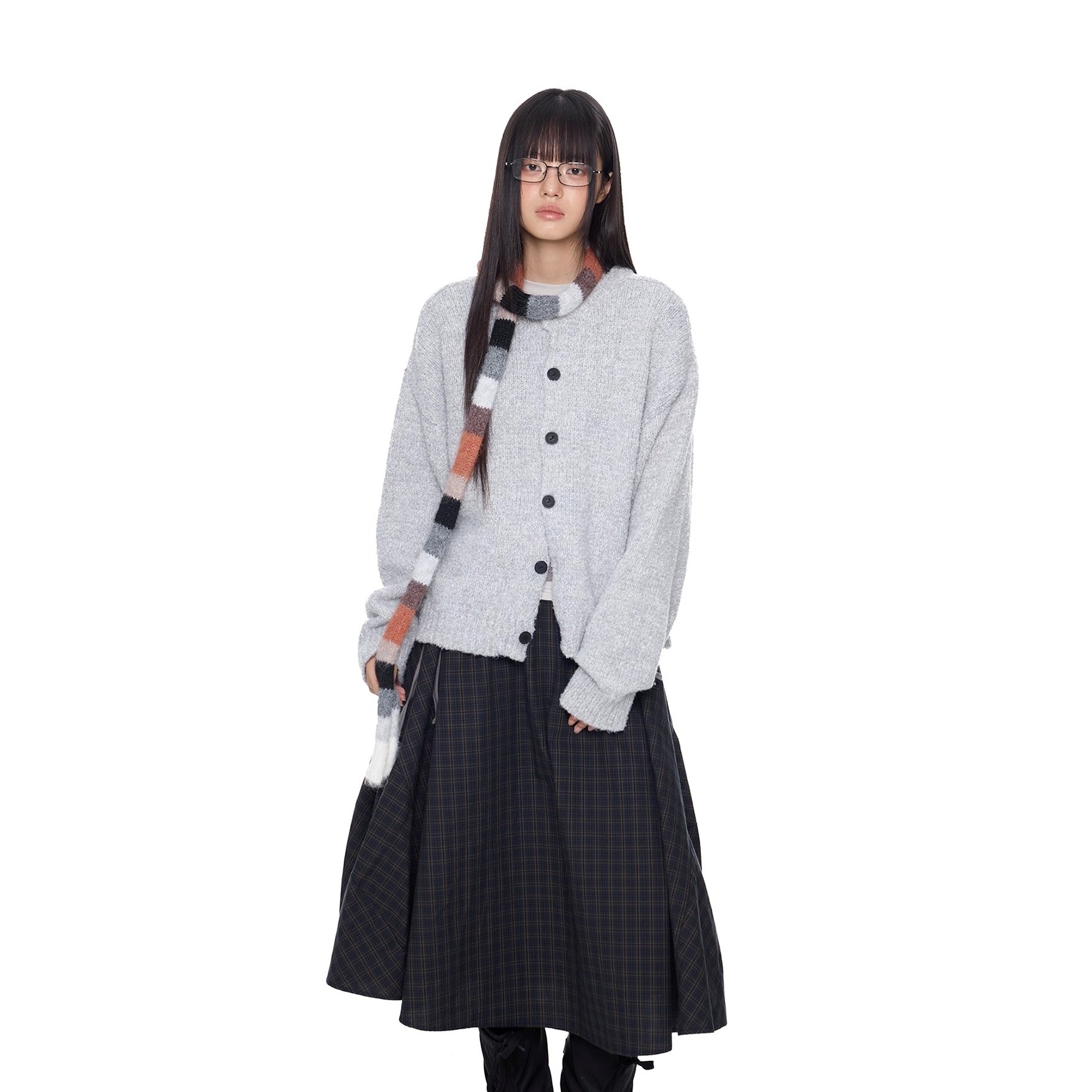 ルーズクルーネックニットカーディガン EZ267