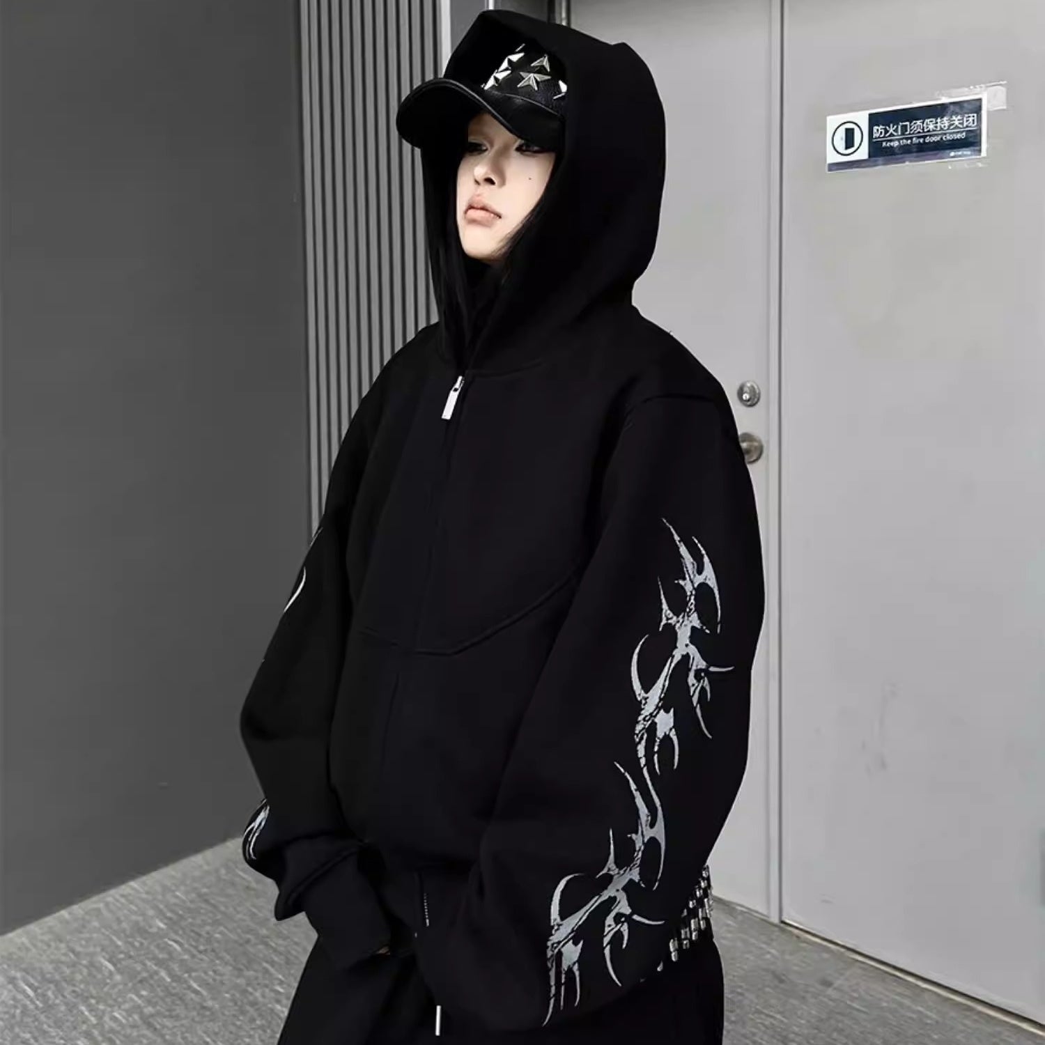 Tribal Graphic Zip Hoodie MW10333