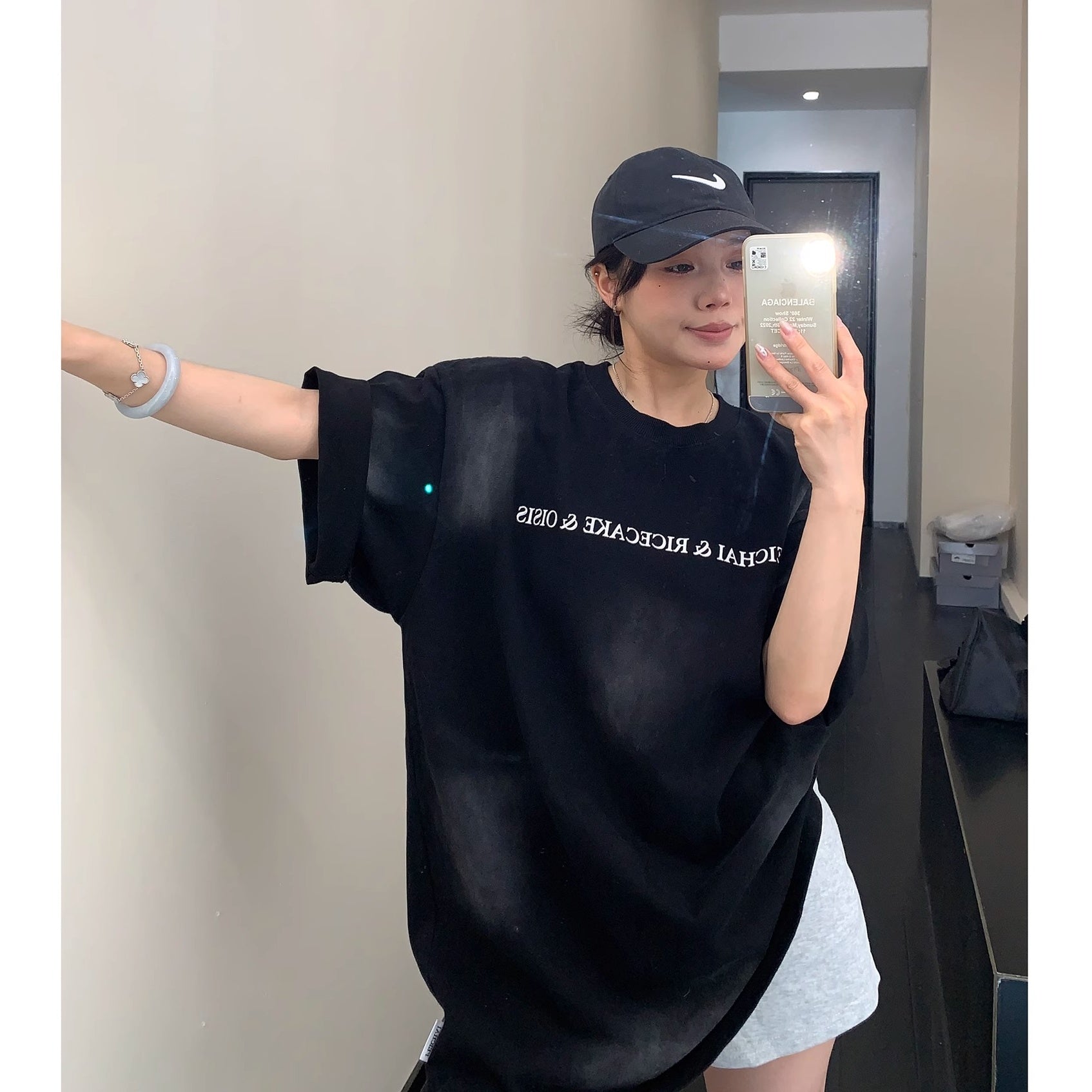 Dirty Wash Old Letter Print T-Shirt MW10186