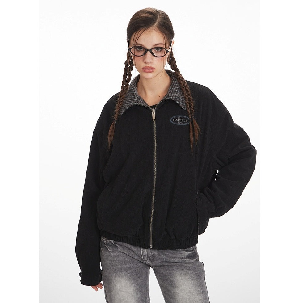 Reversible Contrast Plaid Zip Jacket NR7001