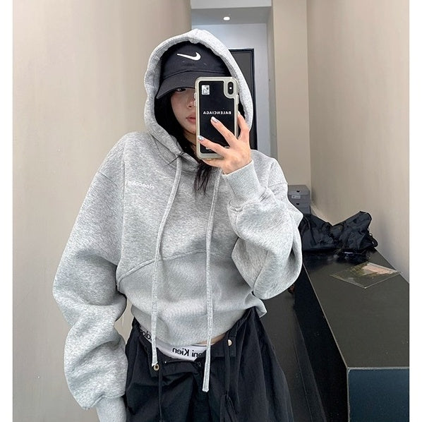 Washed Distressed Cropped Hoodie OS2023
