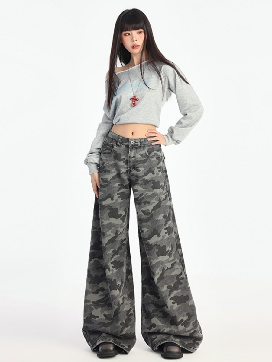 Camouflage Loose Straight Pants MW10162