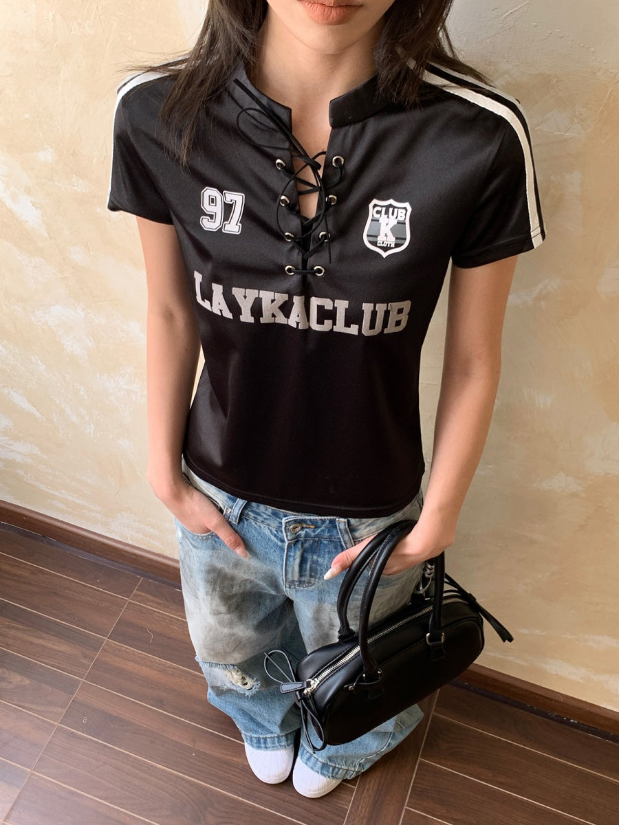 Satin Strappy Cropped T-Shirt AP7013