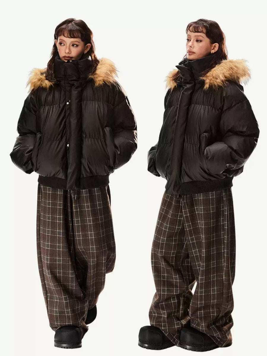 Fur Collar Hooded Short Padded Jacket EZ222