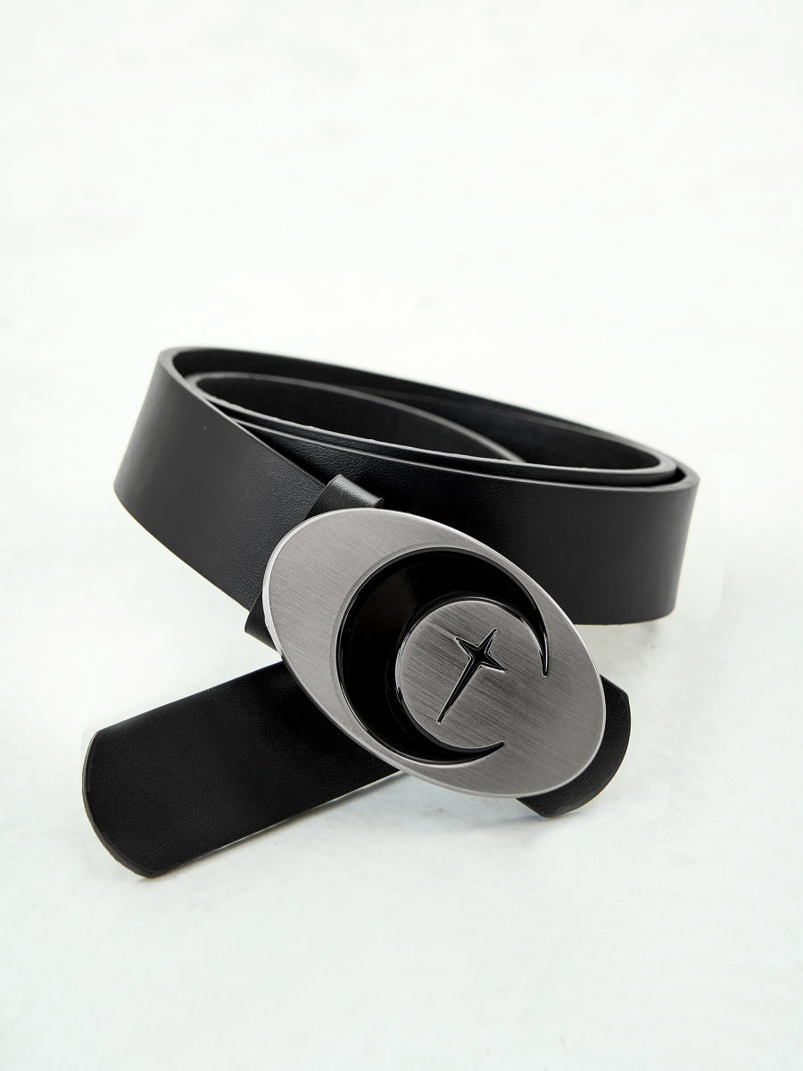 Metal Oval Moon Snap Buckle Belt BL7007