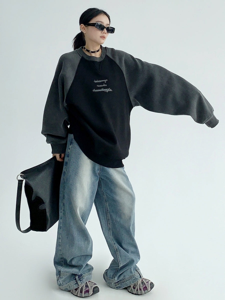 Loose Contrasting Color Sweat MW9860