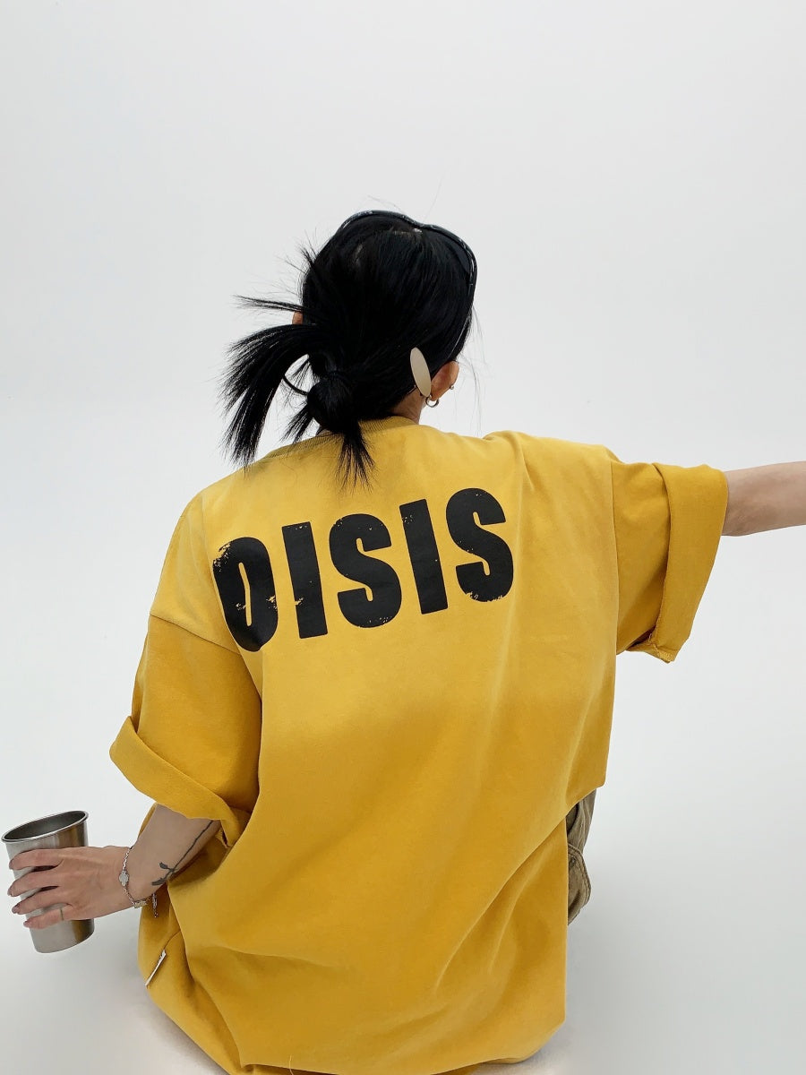 Simple Back Logo Print Oversize T-shirt MW9071