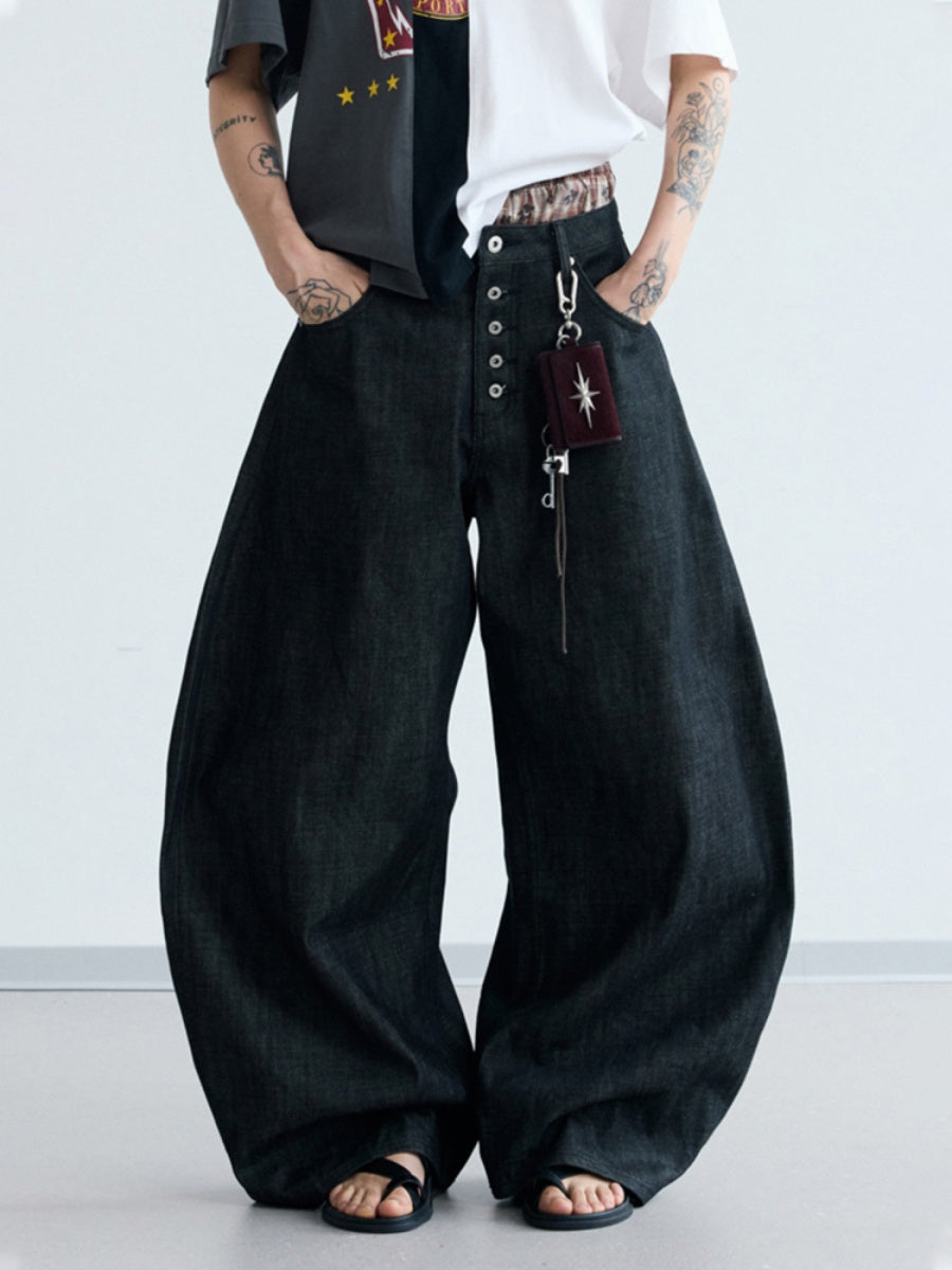 Front Buckle Wide-leg Curve Jeans PS7016