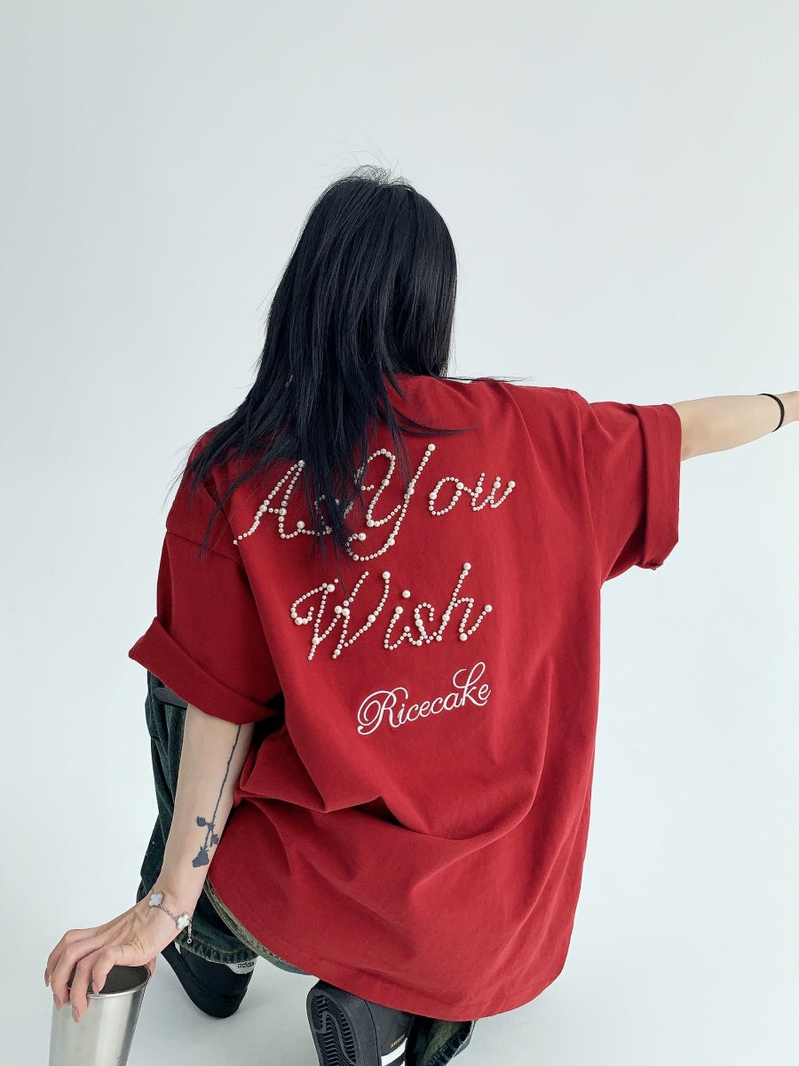 Pearl Embroidery Loose T-shirt MW9073