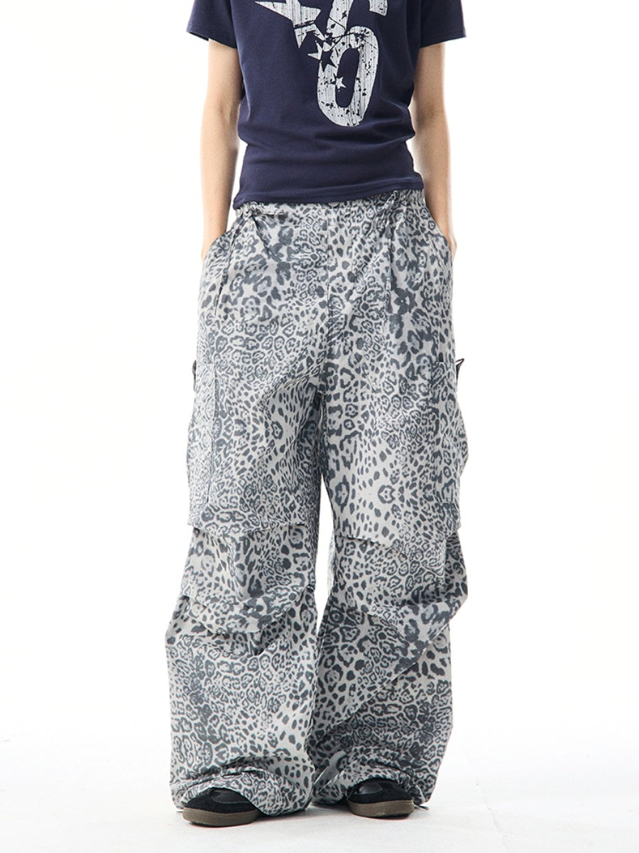 Leopard Print Parachute Cargo Pants MW9957