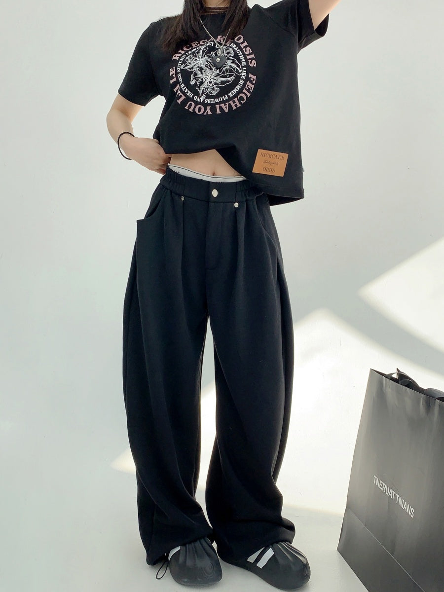 Waist Tuck Pleated Wide-leg Sweat Pants MW9833