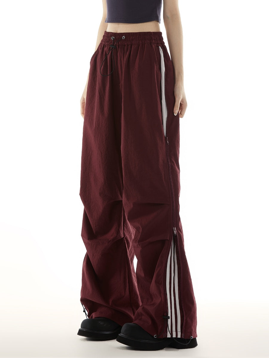 Side Zipper Line Design Parachute Pants MW10105