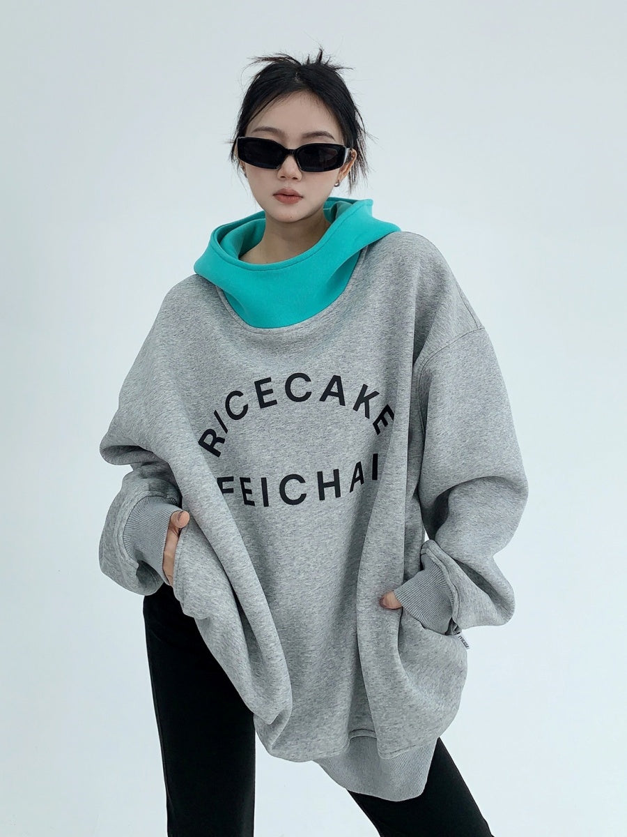 Contrast Stitching Lettering Hoodie MW9646