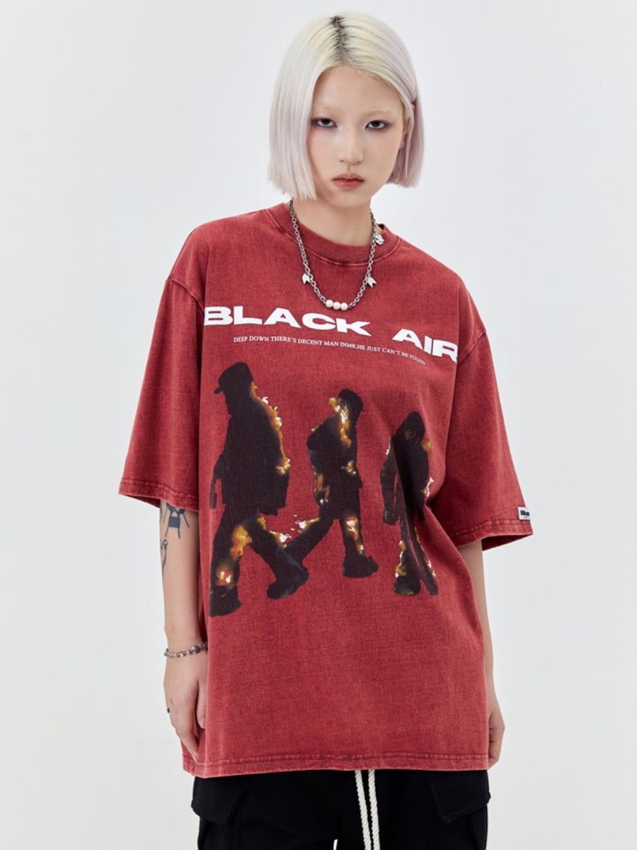 Over Size Washed Distressed T-Shirt ME016