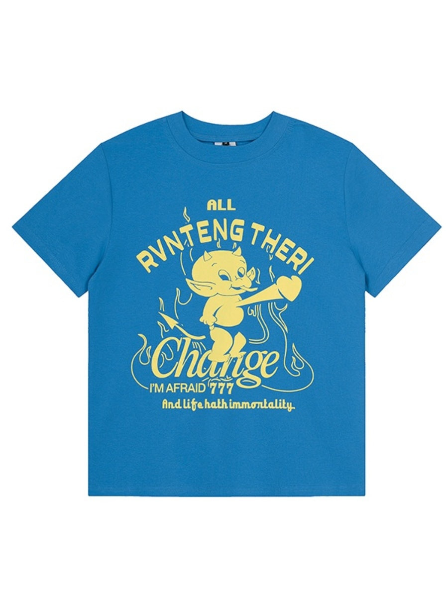 Little Devil Print Slim Cropped T-shirt MW10059