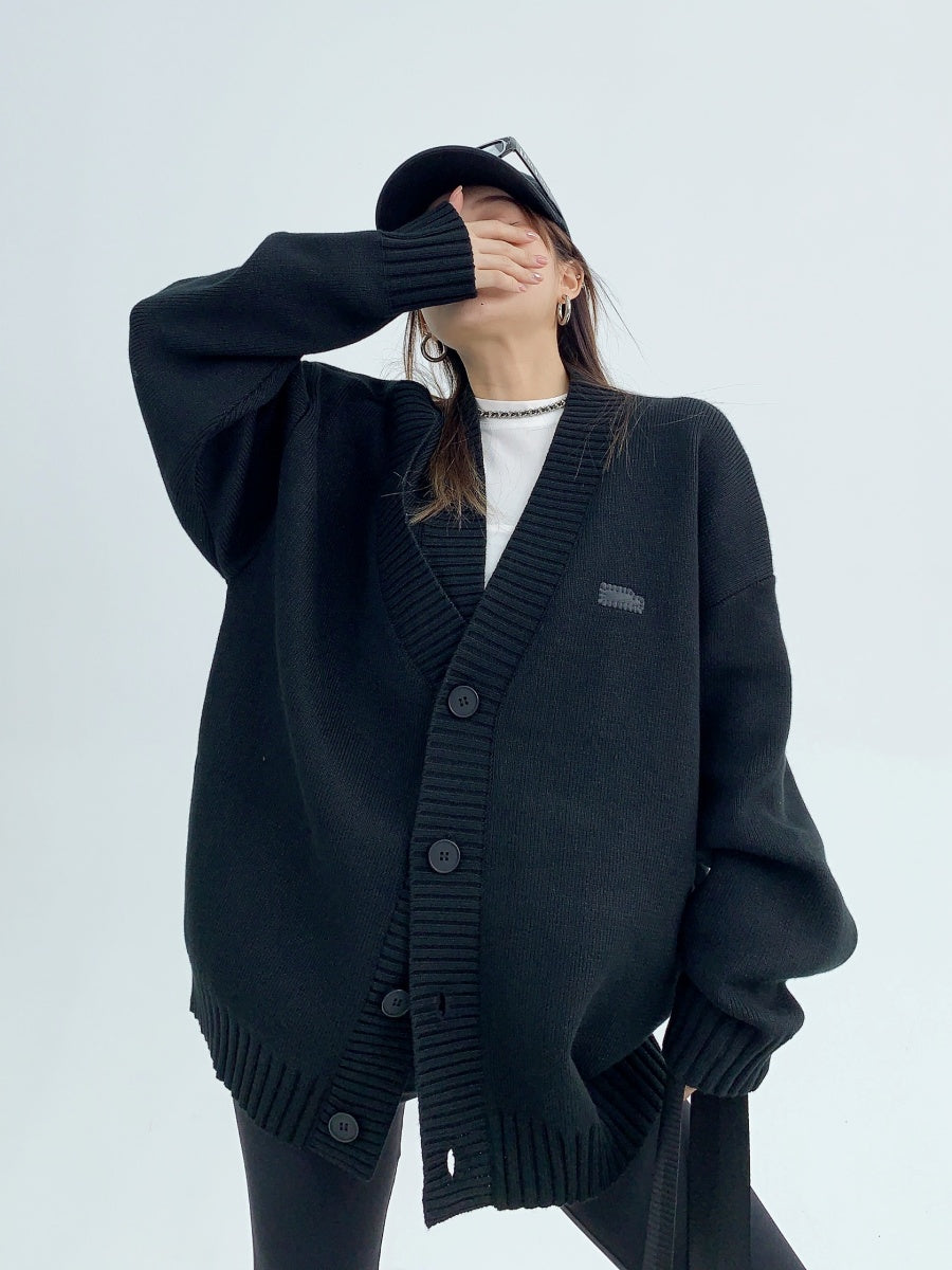 loose double collar knitted cardigan MW9014