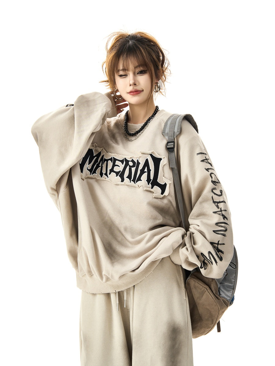distressed embroidered oversize sweat HG7005