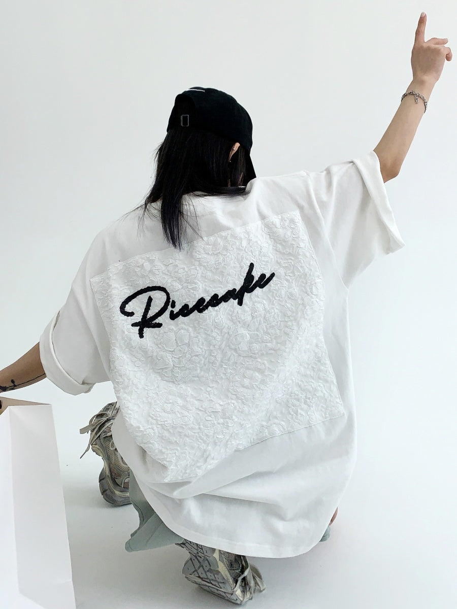 Back Jacquard Appliqué Embroidery T-shirt HG7053