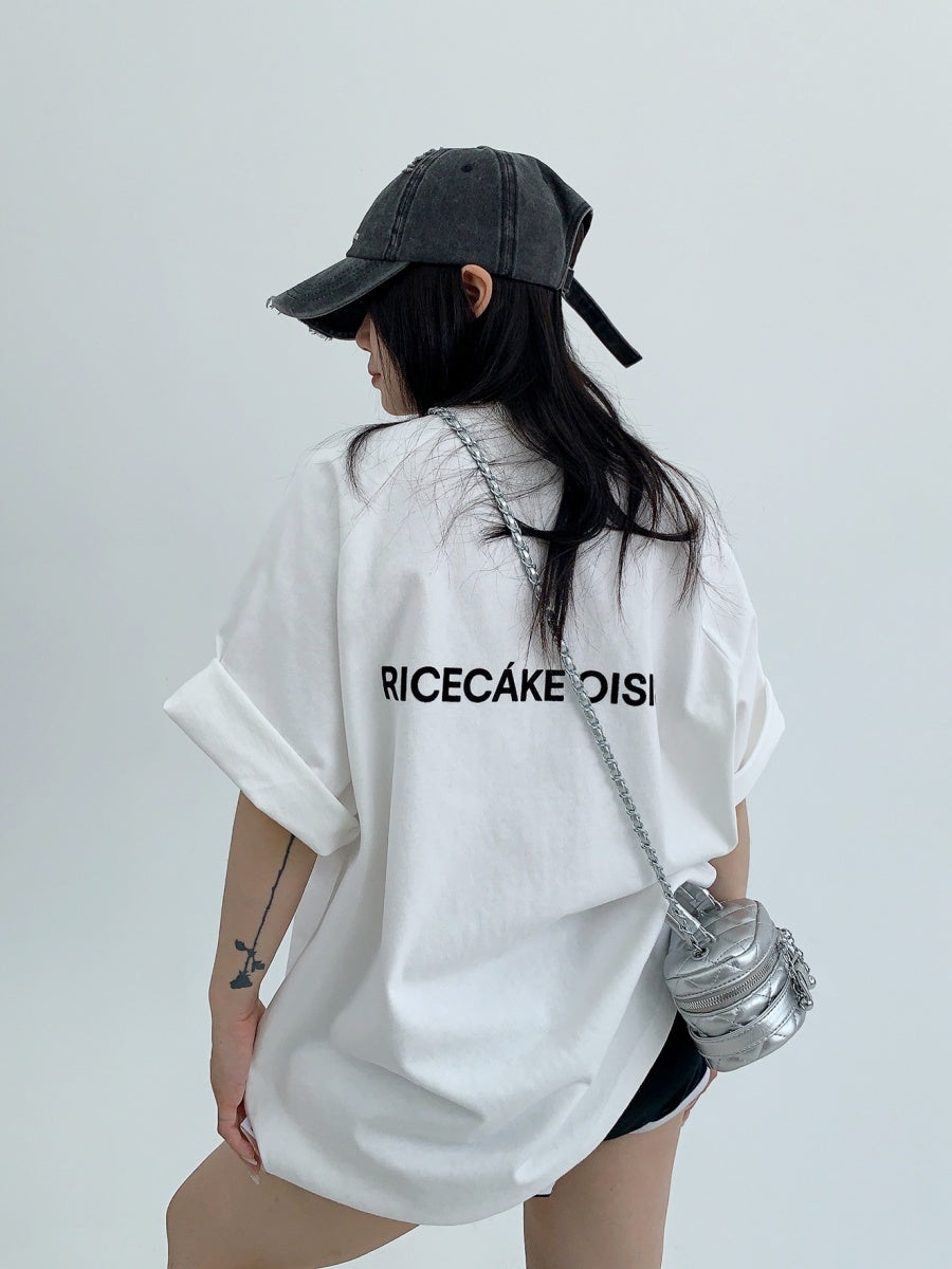 Simple Flocking Letter T-shirt MW10065