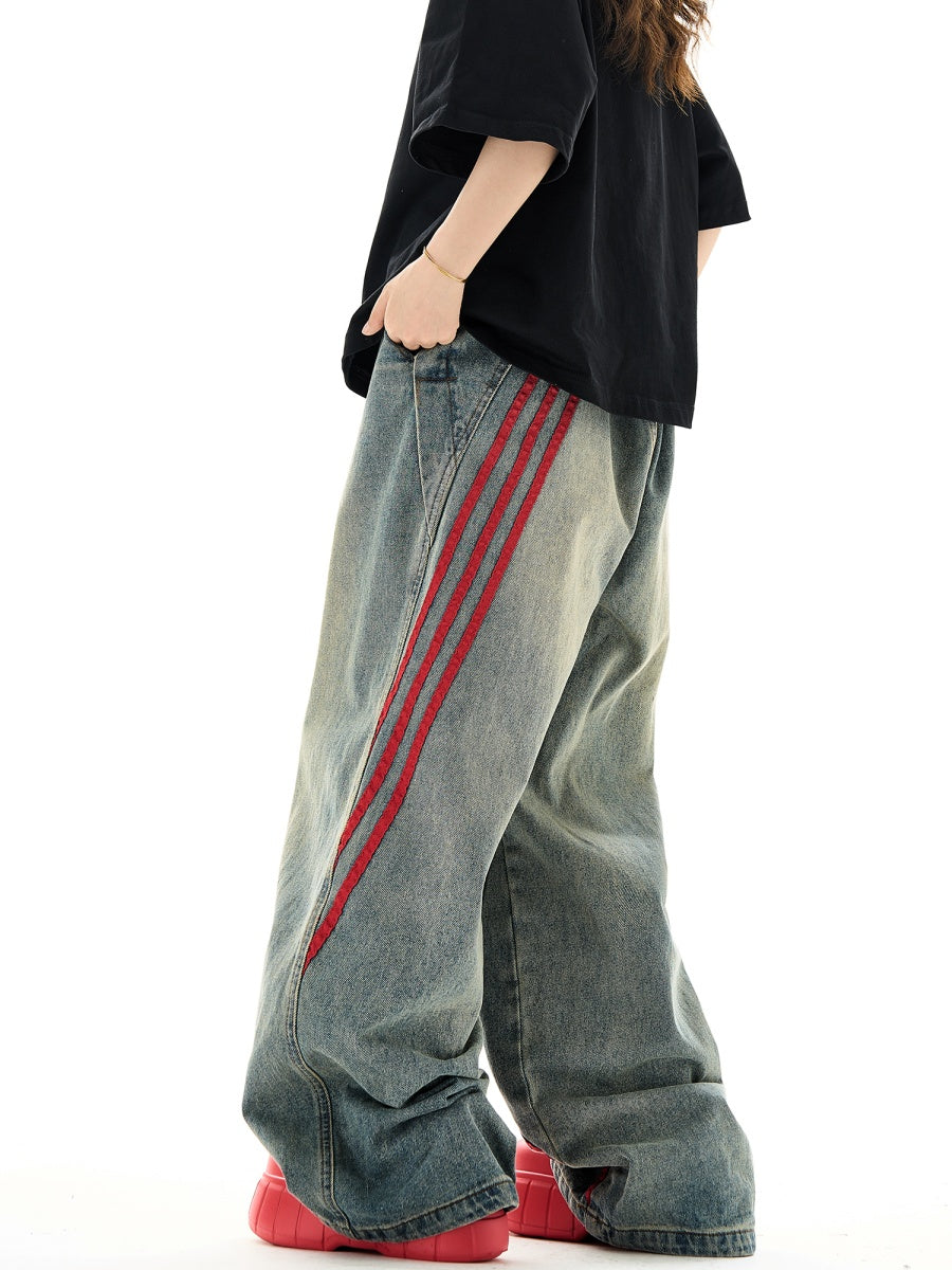 トリプルラインワイドジーンズ HG7055
