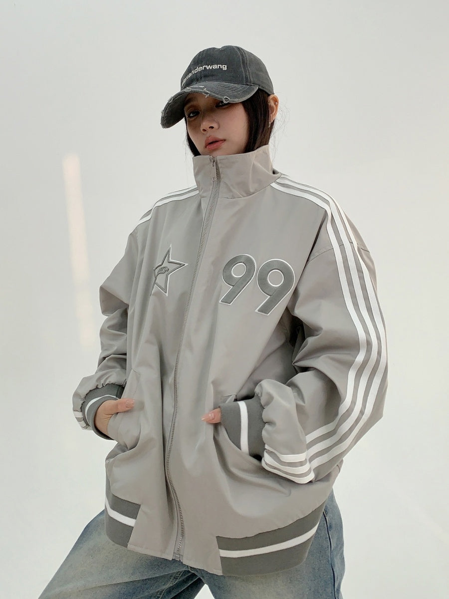 Embroidery Stand Collar Line Jacket MW9901