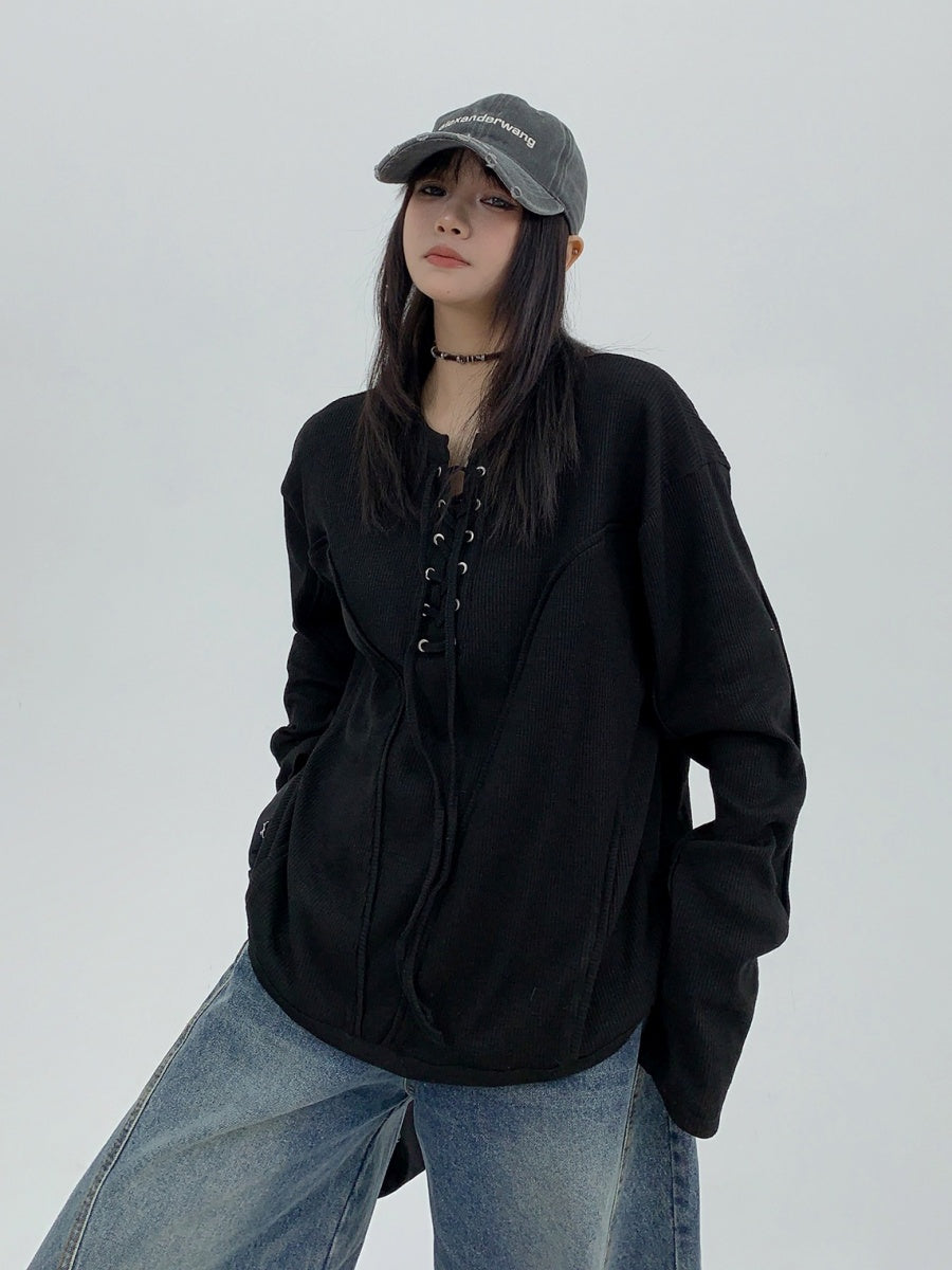 Lace-up Long Sleeve T-shirt MW9969