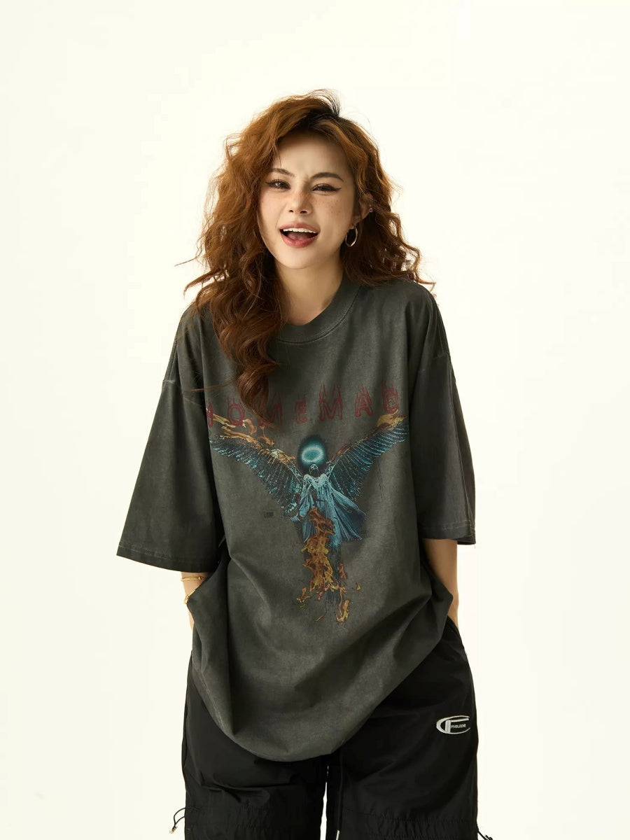 Street Wash Angel Print T-shirt HG7050