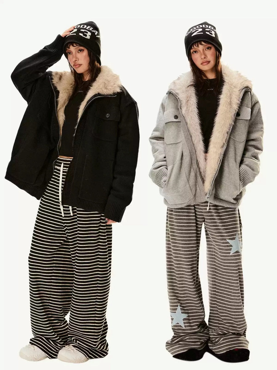 Furry Padded Knitted Work Jacket EZ211