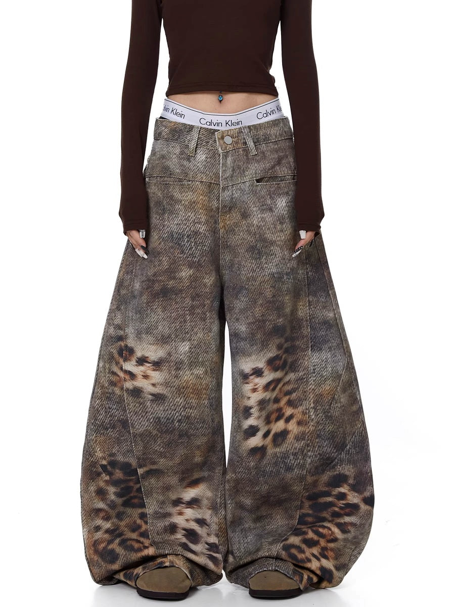 Gradation Leopard Print Wide Curve Pants MW10358