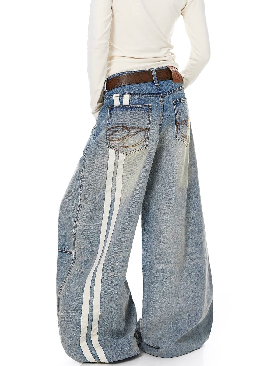 Vintage Distressed Striped Curve Jeans BK7068
