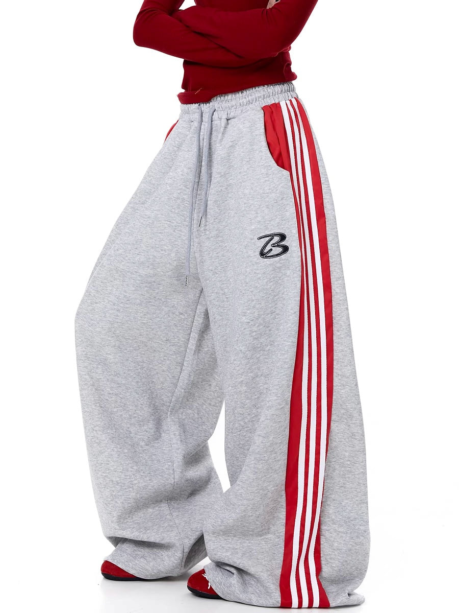 Contrast Striped Patchwork Curve Sweat Pants BK7072