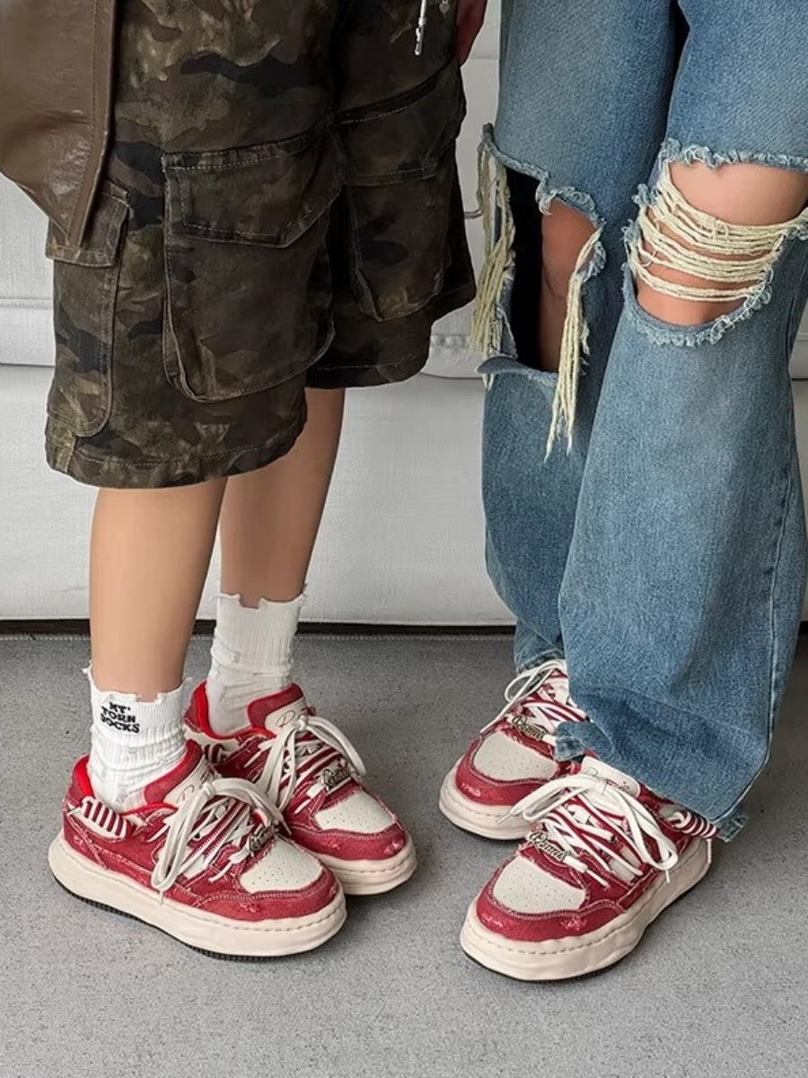 Washed Canvas Invisible Heightened Thick-soled Sneaker FG2002