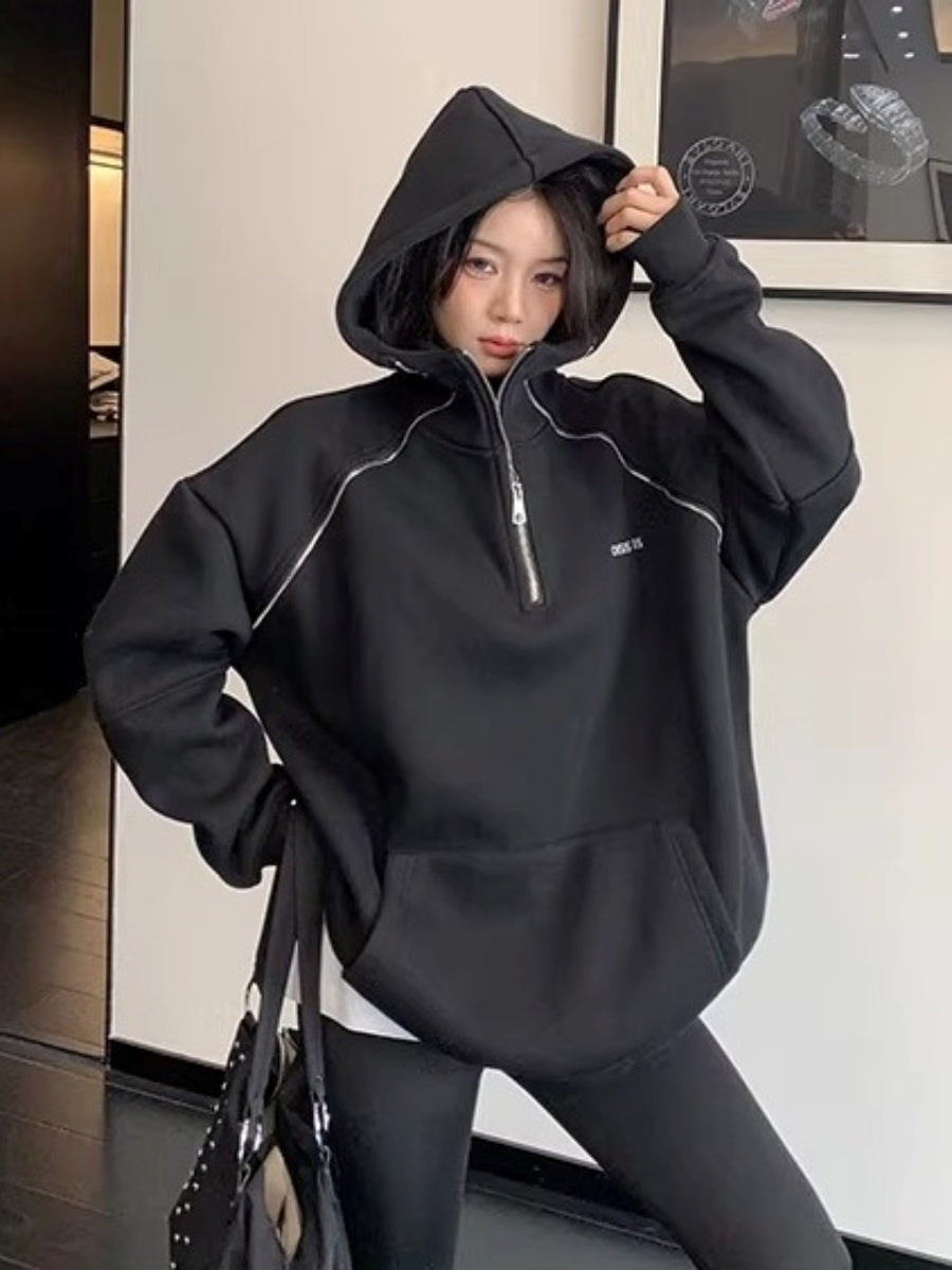 Unique Zipper Design Sweat Hoodie OS2078
