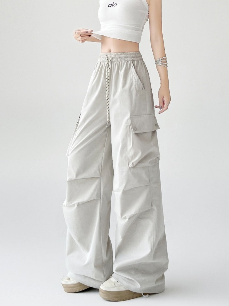 Loose High-waisted Drape Cargo Pants H1231