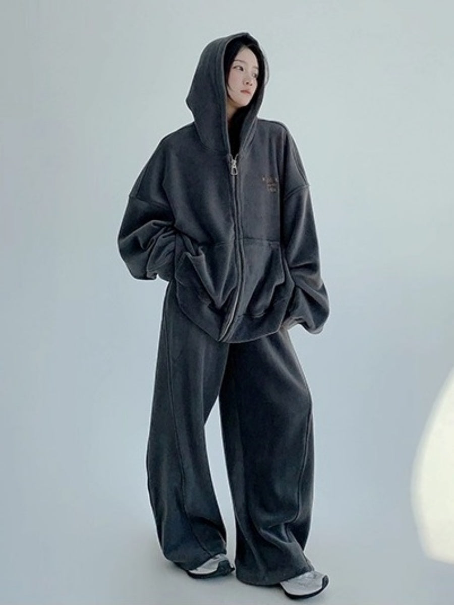 【上下別売り】Relaxed Simple Fleece Hooded Jacket & Pants Set-up OS2077