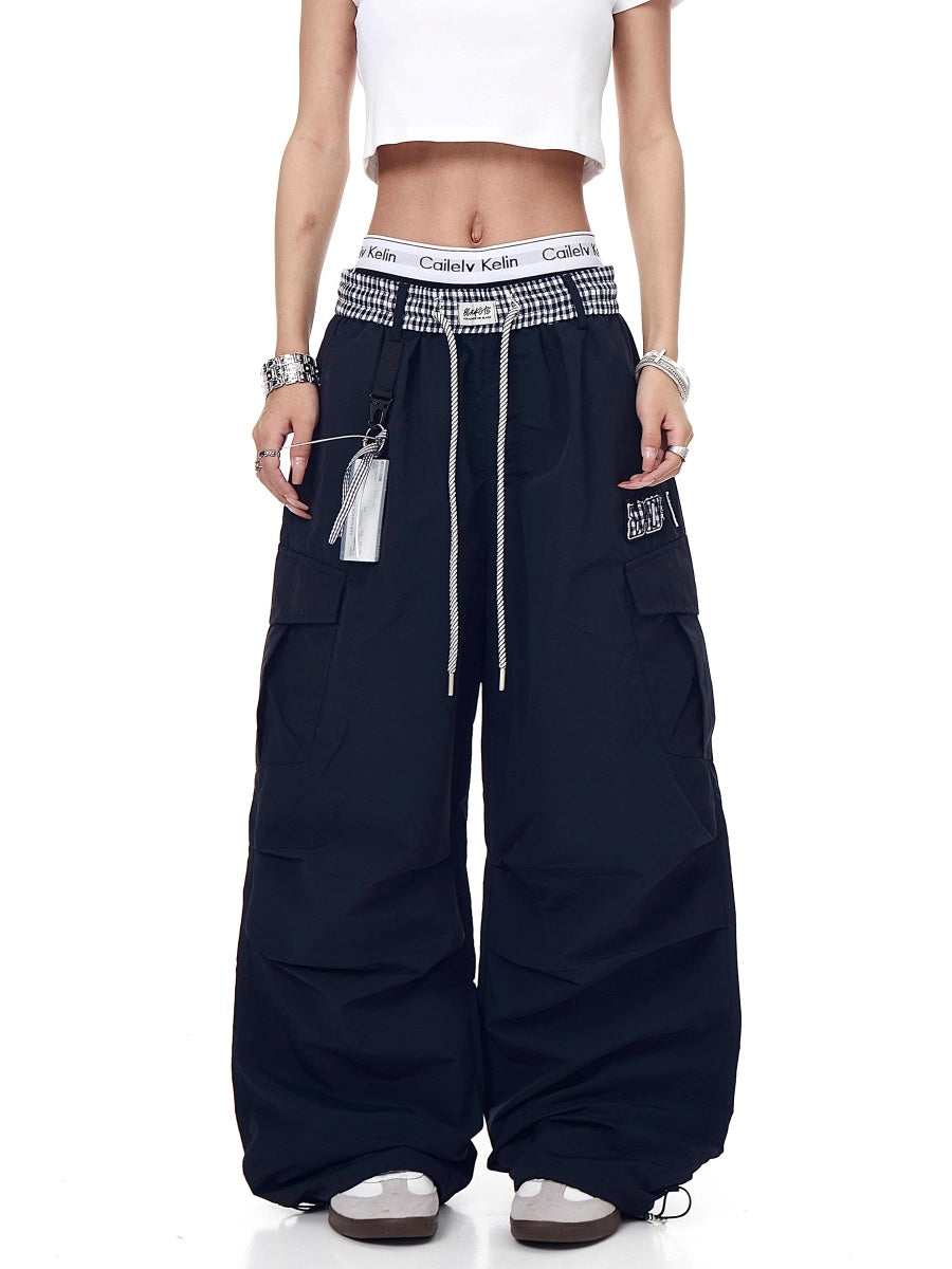 Check Panel Waist Paratrooper Pants MW10227