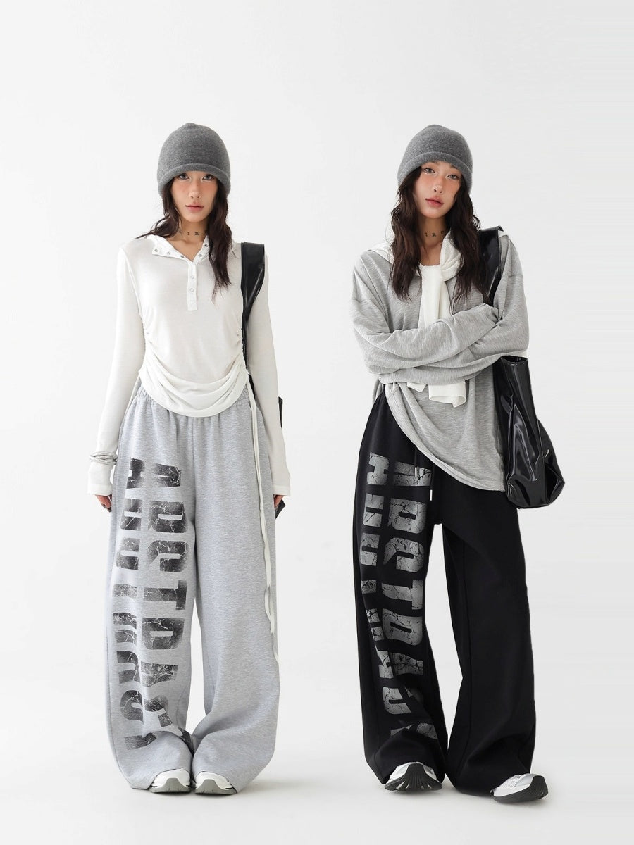Graphic Print Loose Straight Sweatpants AC7139