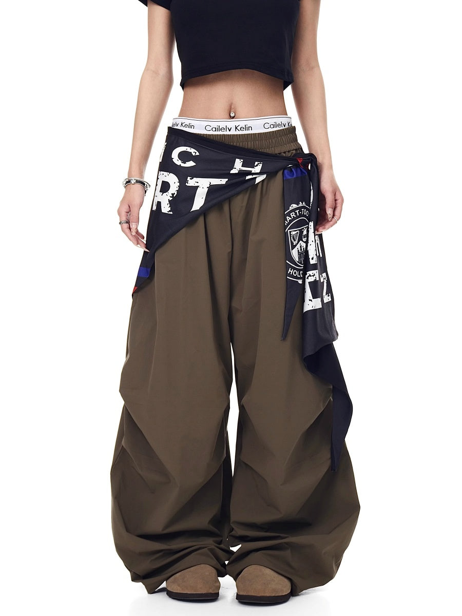 Cargo Paratrooper Curve Pants With Hip Curtain Scarf BK7005