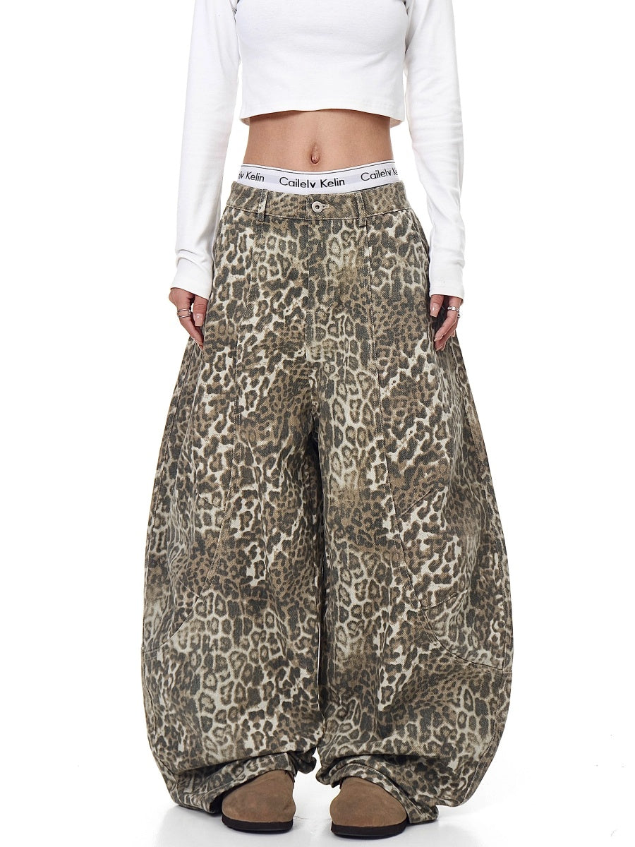 Leopard Print Banana Curve Jeans BK7001