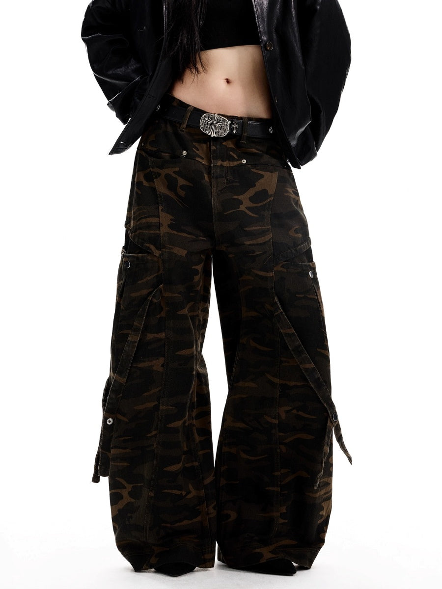 Strap Design Curve Camouflage Pants MW10299
