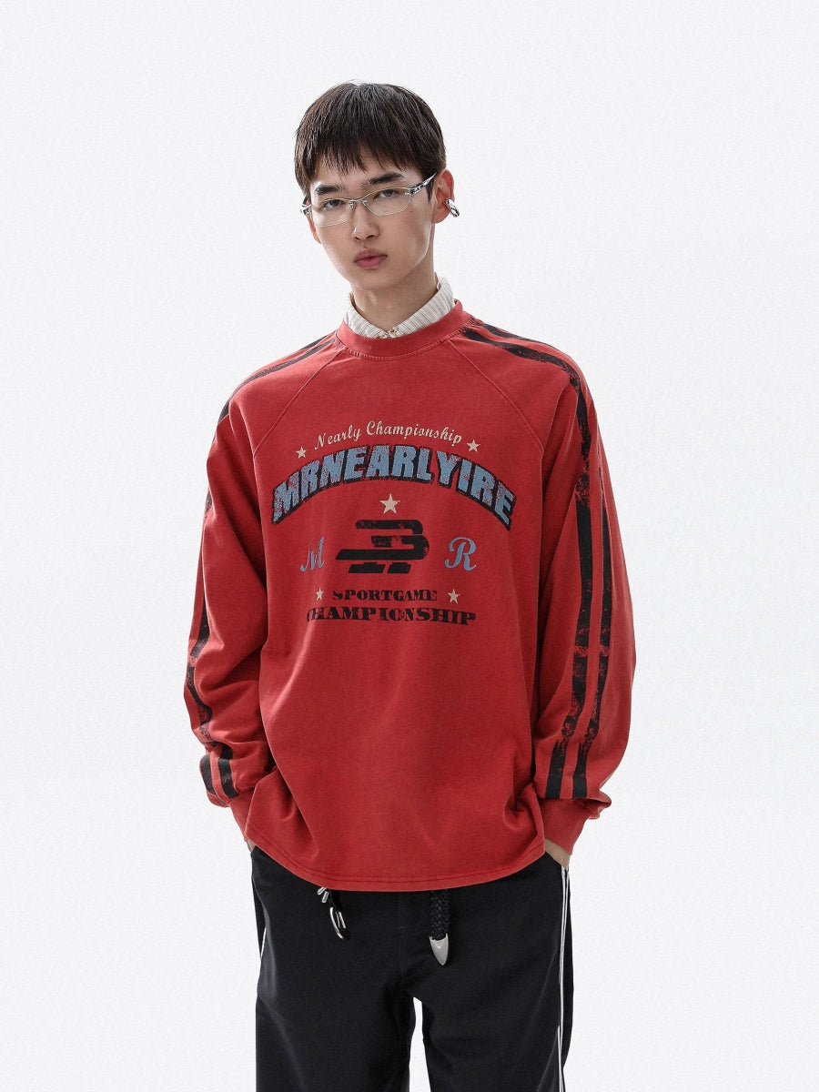 Vintage Letter Print Long Sleeve T-shirt MR8032