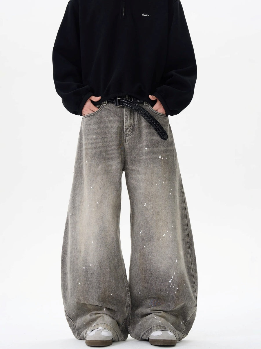 Retro Wash Ink Splash Curve Jeans MW10205