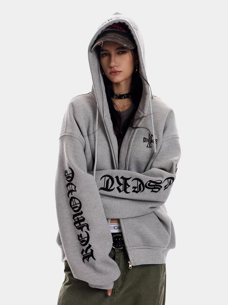 Gothic Letter Waffle Hooded Sweat MW10298