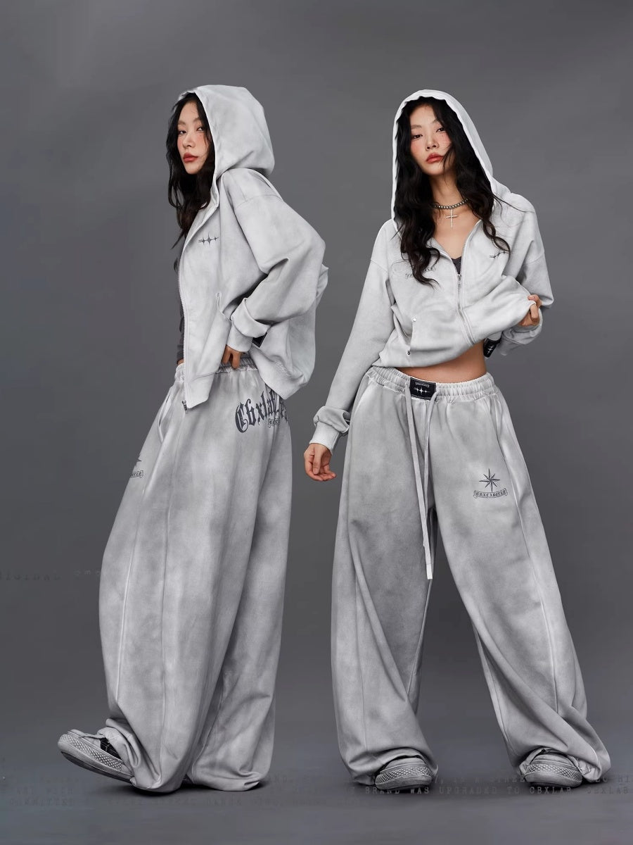 【上下別売り】Dark Stained Washed Zip Hoodie & Sweat Pants MW10371
