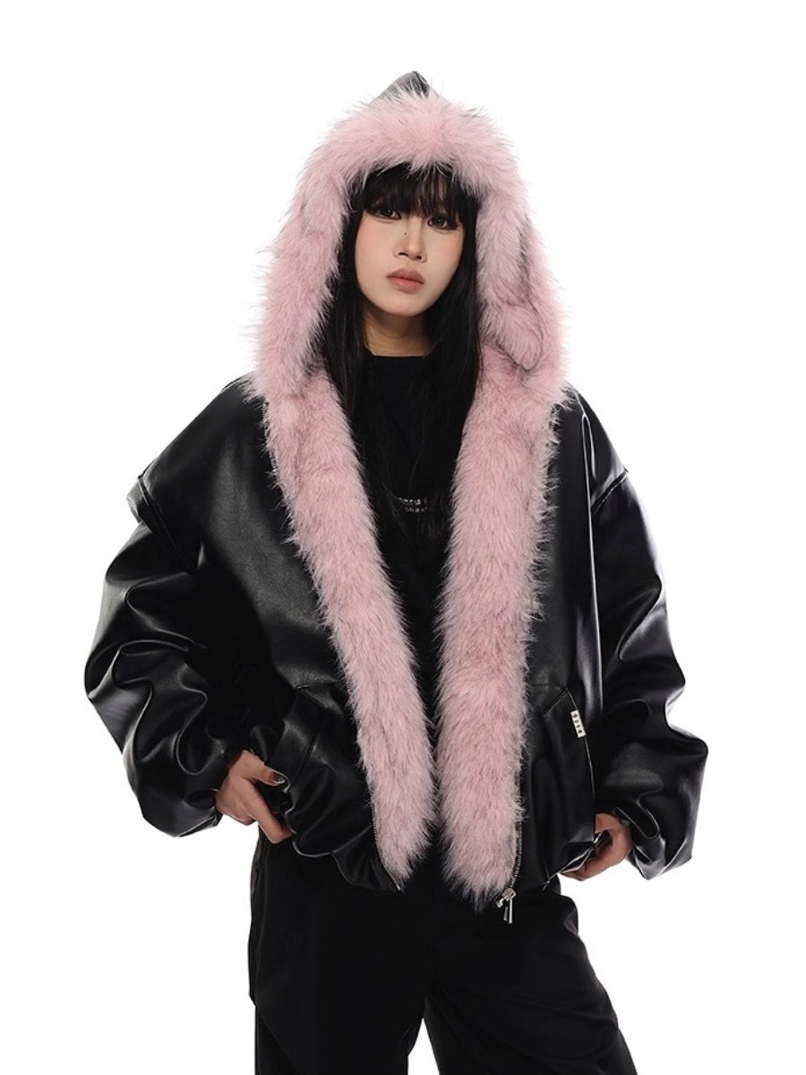 ピンクファーフードアウター VI2014