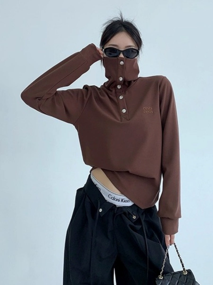 2Way High-Neck Slim Long Sleeve Cutsew OS2038