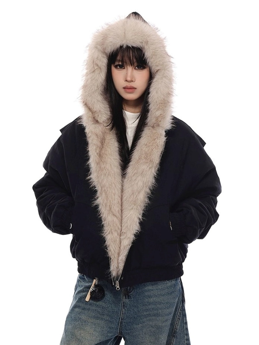 フェイクファーフードジップブルゾン MW10286