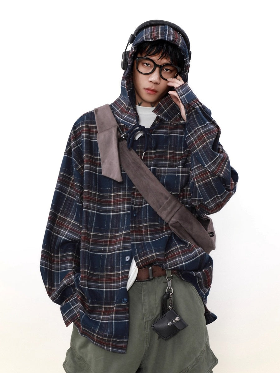 Vintage Plaid Hooded Shirt MR8024