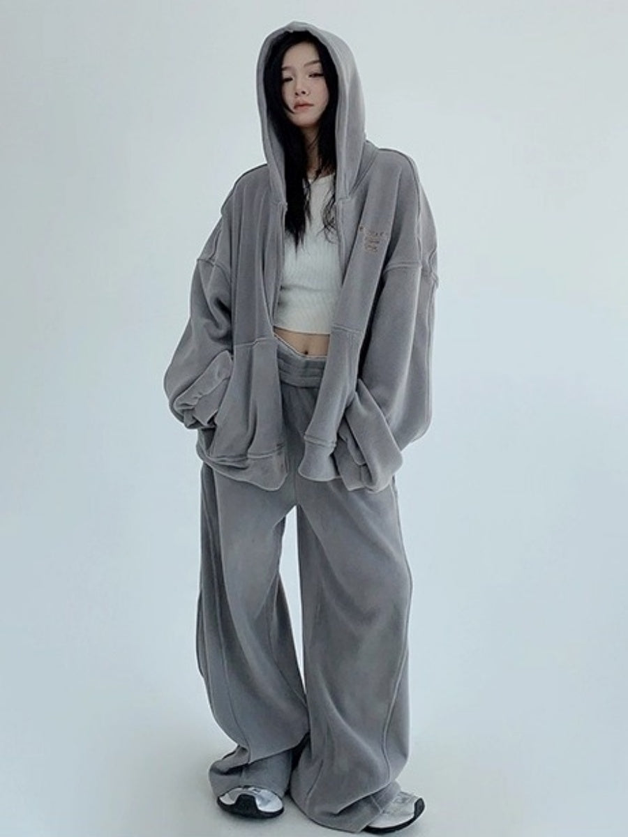 【上下別売り】Relaxed Simple Fleece Hooded Jacket & Pants Set-up OS2077