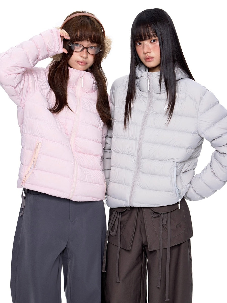 Rib Print Hooded Light Down Jacket EZ247